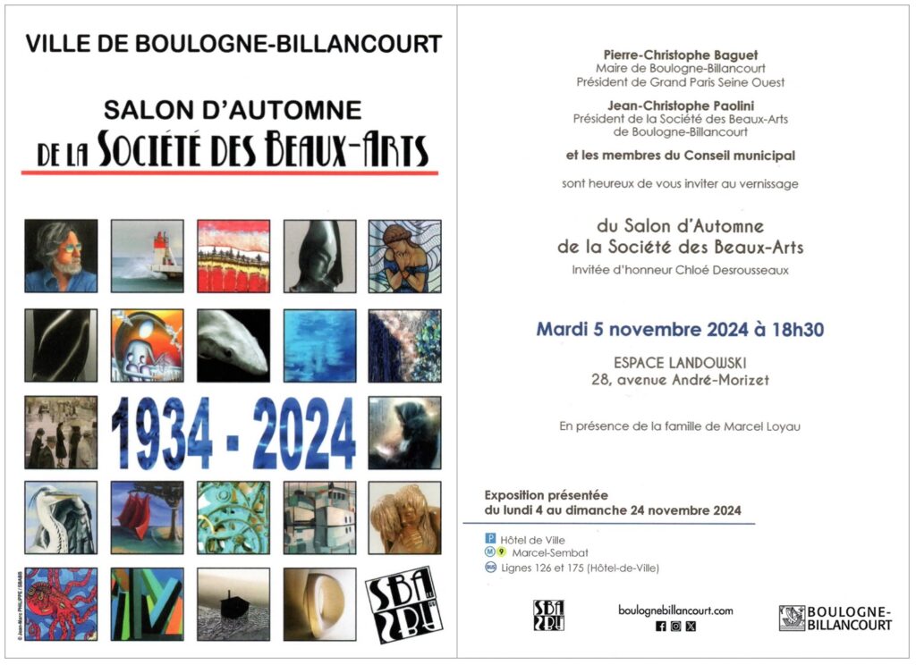 affiche du salon d automne de la societe des beaux-arts, de boulogne-billancourt, espace landowski, SBABB, 2024, artiste peintre, sophie michalon